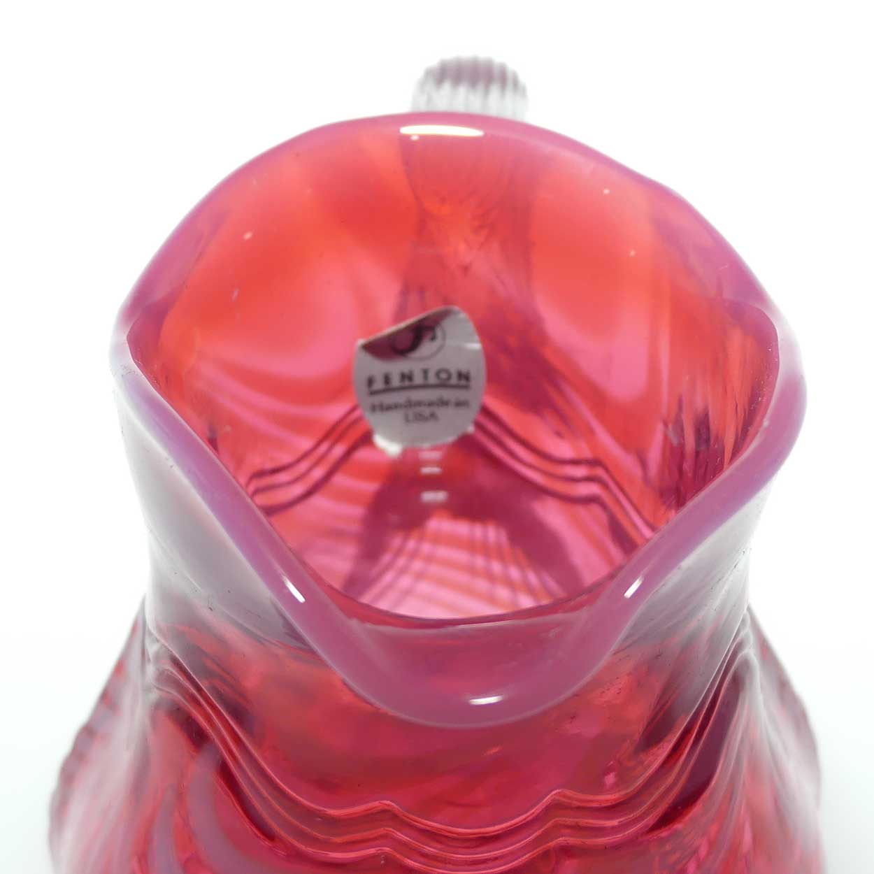 Fenton Glass USA Cranberry Opalescent jug