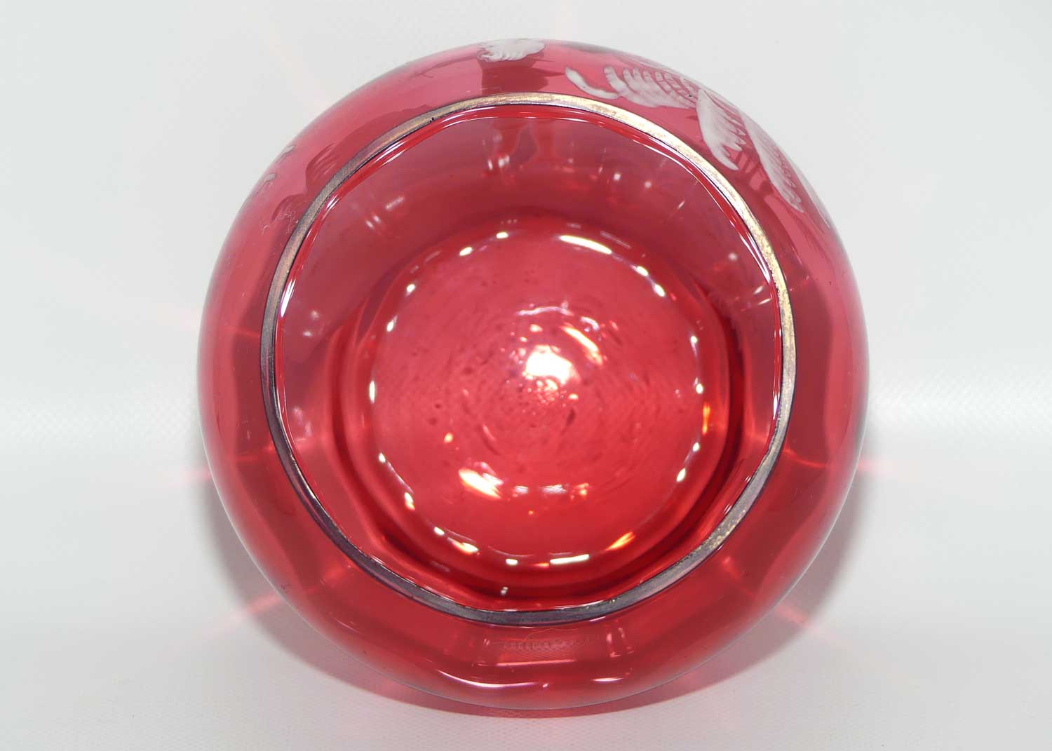 Mary Gregory on Cranberry Glass squat vase | Boy with Flower