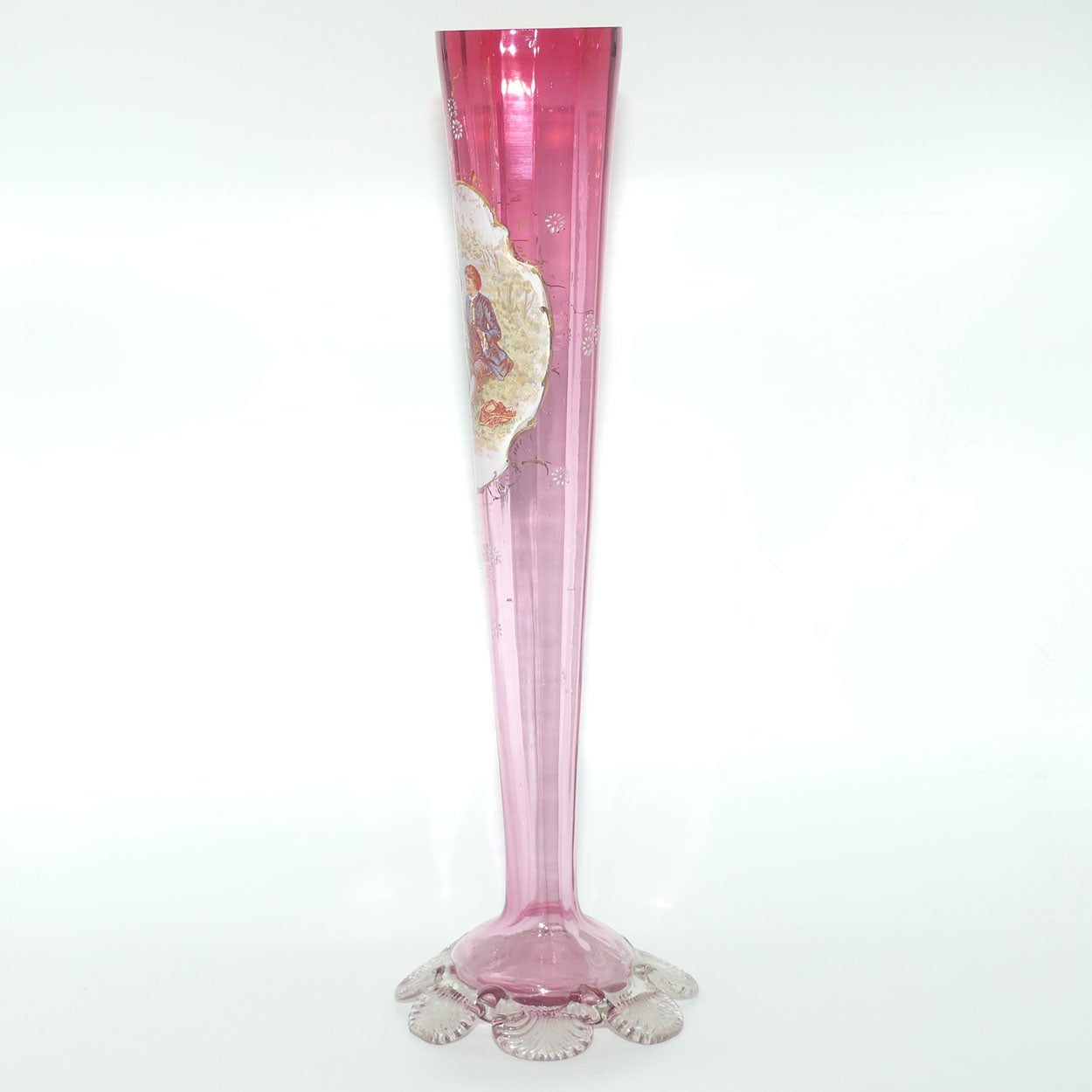 Victorian Cranberry Glass tall tapering vase | Cameo Scene