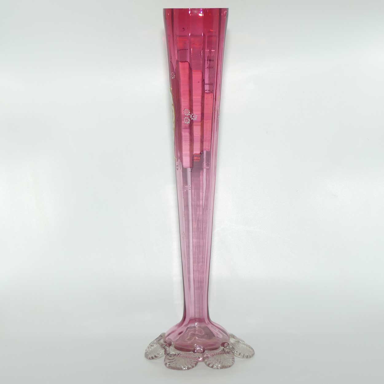 Victorian Cranberry Glass tall tapering vase | Cameo Scene
