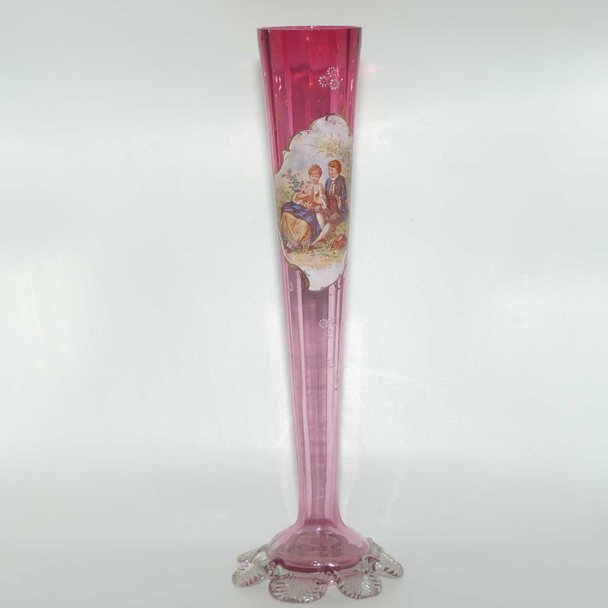 Victorian Cranberry Glass tall tapering vase | Cameo Scene