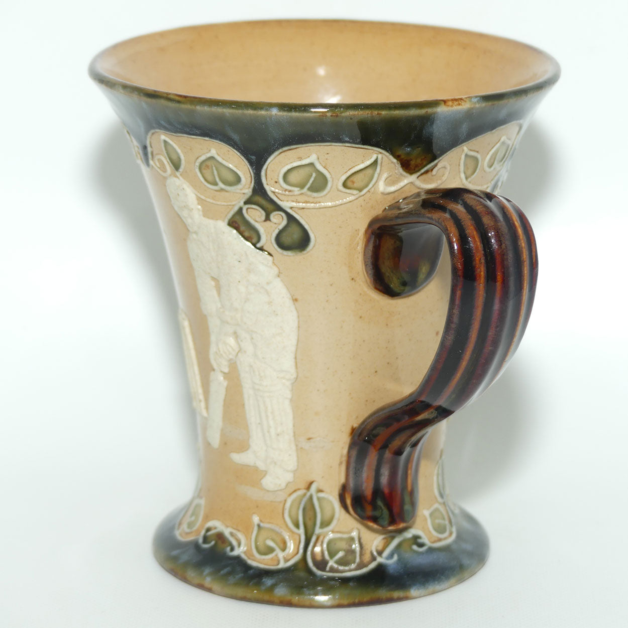 Doulton Lambeth stoneware Cricket ale tankard #1 | Batsman Bowler Wicketkeeper
