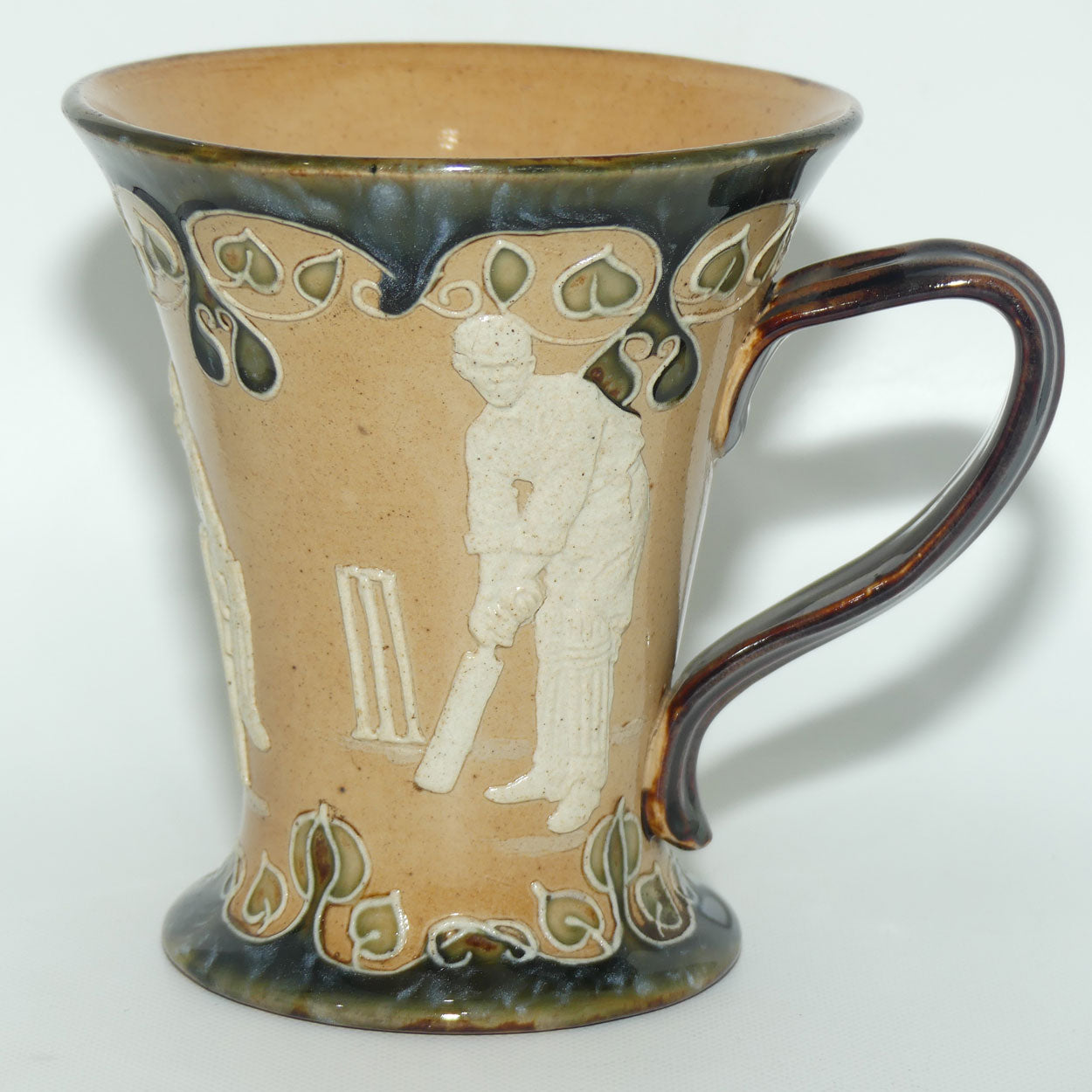 Doulton Lambeth stoneware Cricket ale tankard #1 | Batsman Bowler Wicketkeeper