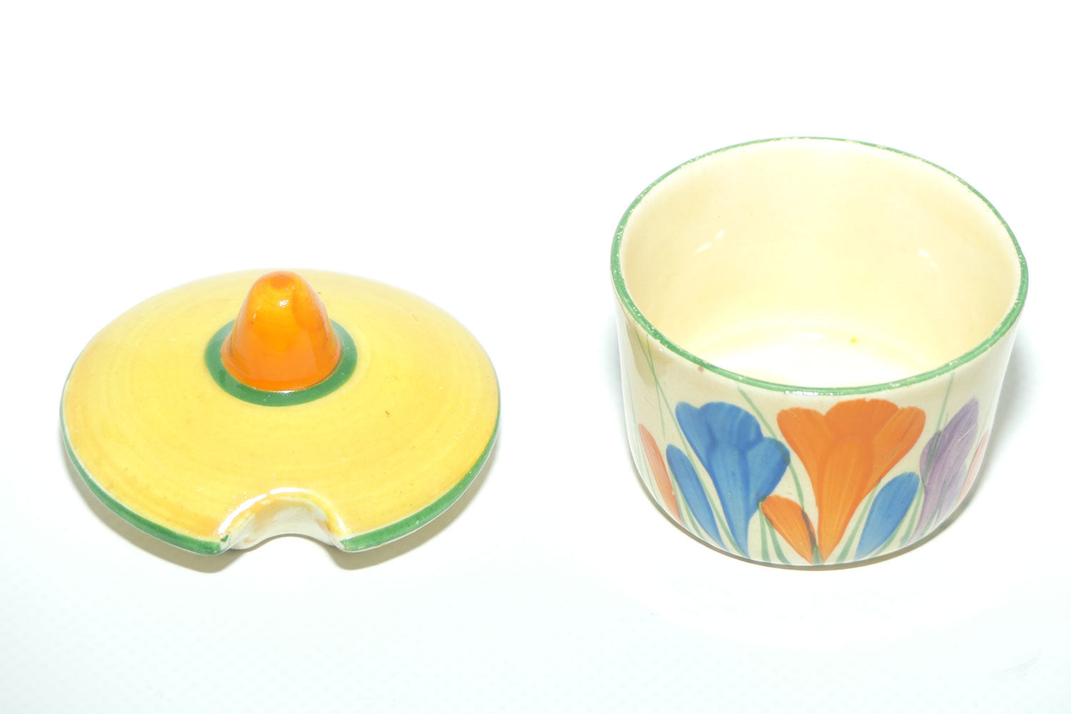 Clarice Cliff Crocus pattern 3 piece cruet set