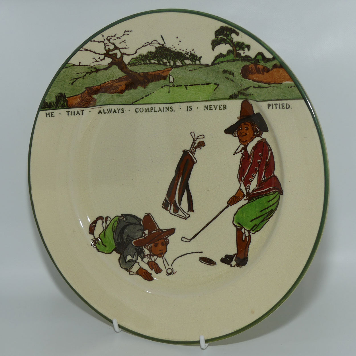 Royal Doulton Golf | Charles Crombie plate D3395 | He that Always Complains is Never Pitied
