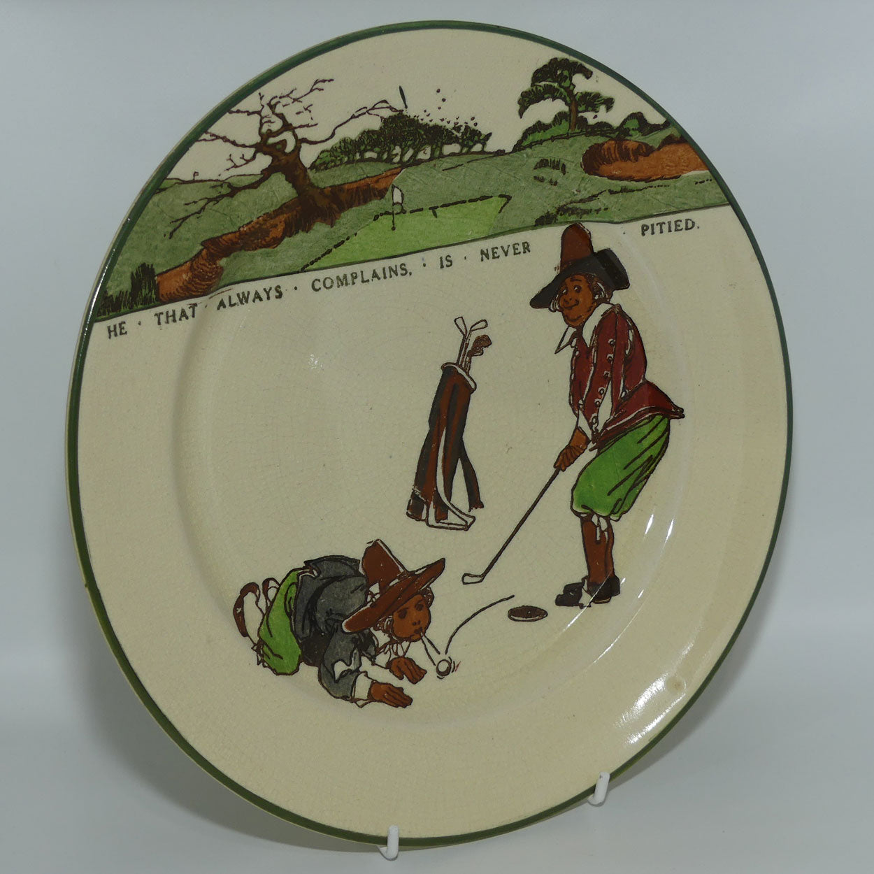 Royal Doulton Golf | Charles Crombie plate D3395 | He that Always Complains is Never Pitied
