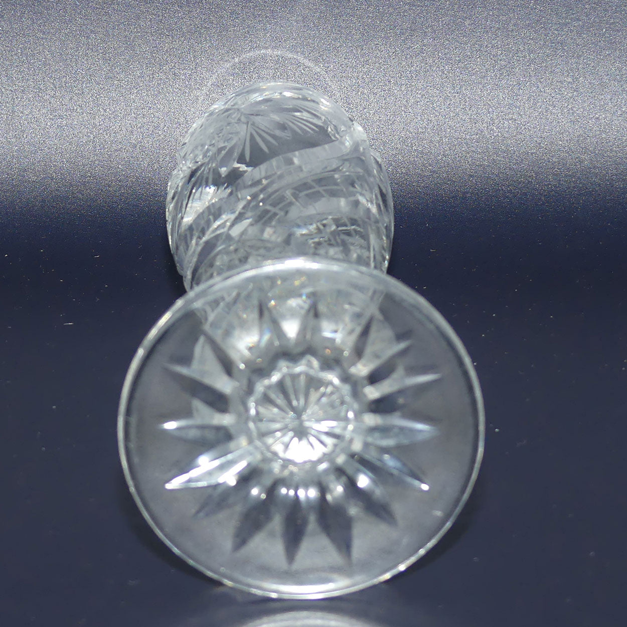 Heavy Crystal slender shape bud vase with pinwheel decoration