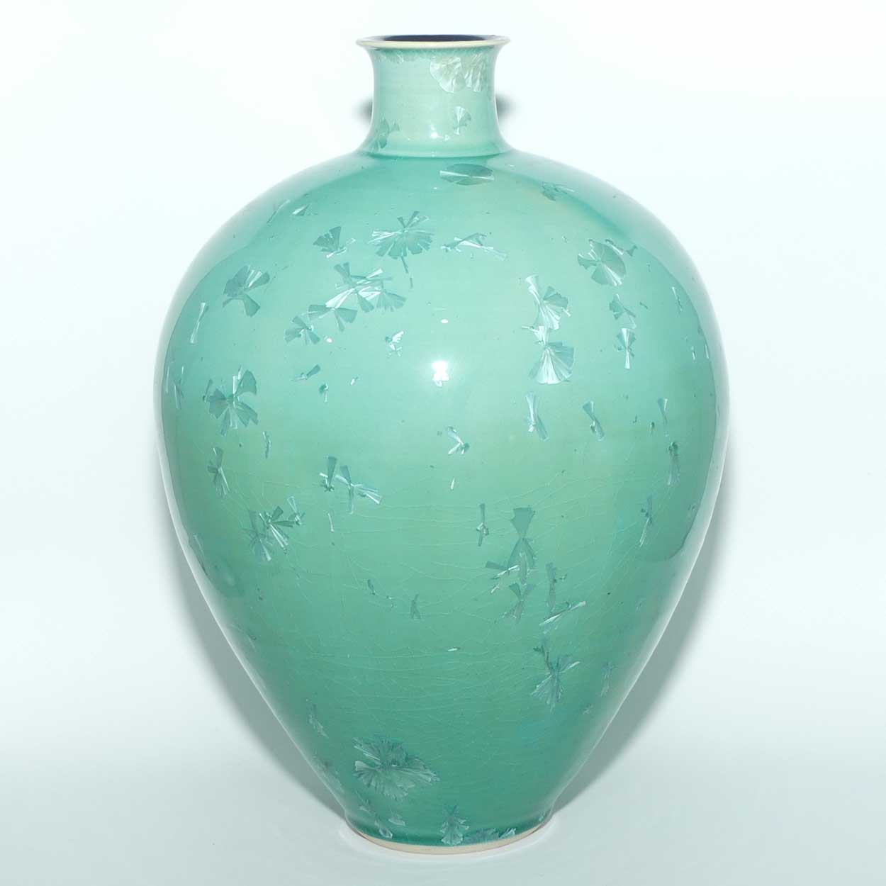 Australian Pottery | Crystalline Celadon Glaze vase | 25cm tall