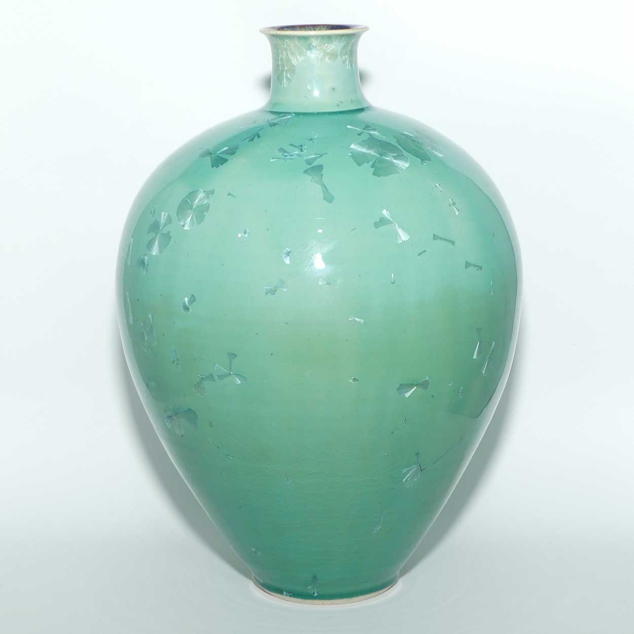 Australian Pottery | Crystalline Celadon Glaze vase | 25cm tall