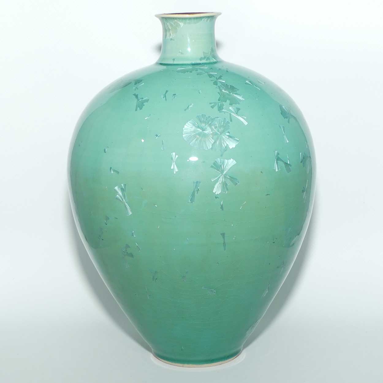 Australian Pottery | Crystalline Celadon Glaze vase | 25cm tall