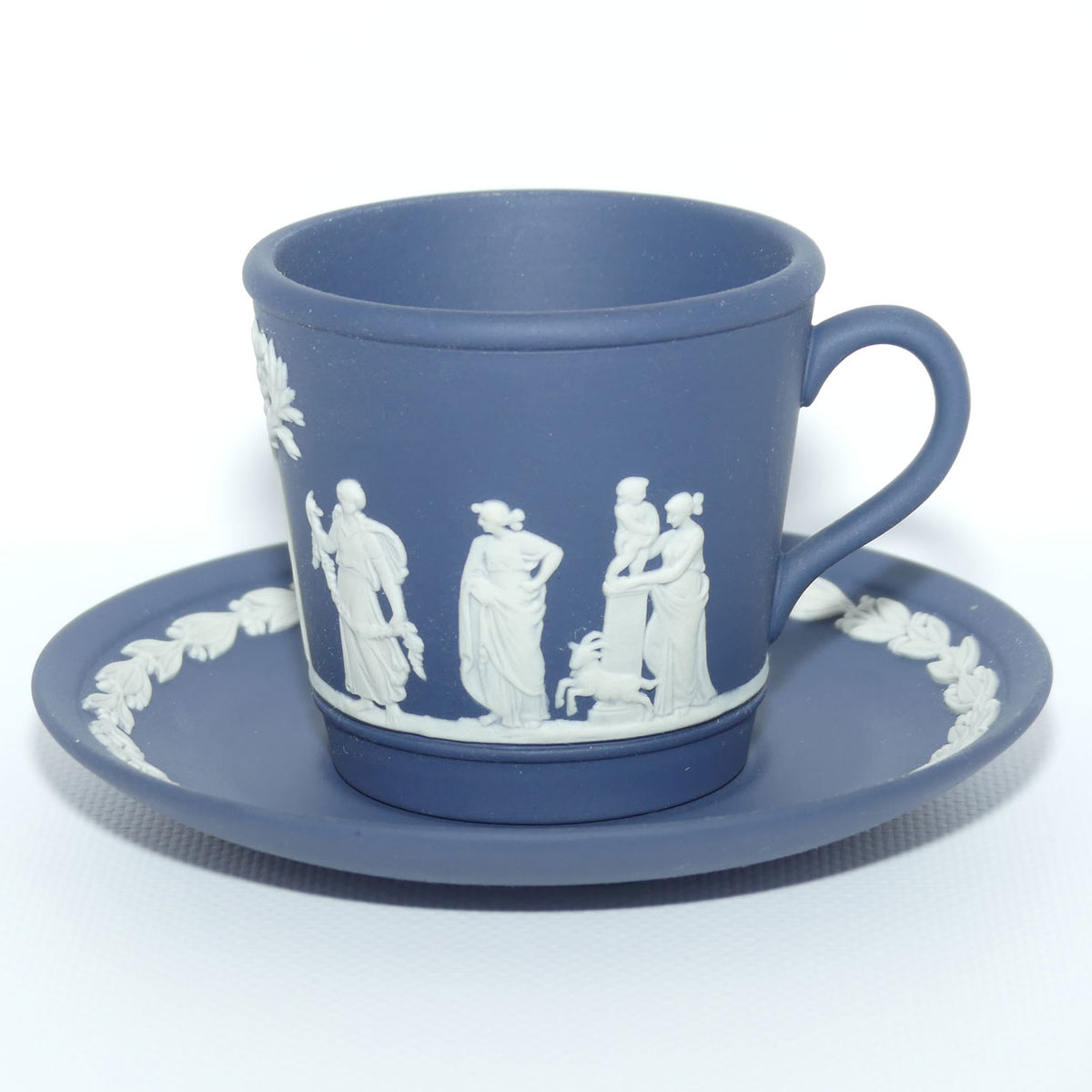 Wedgwood Jasper | White on Dark Blue cup and saucer