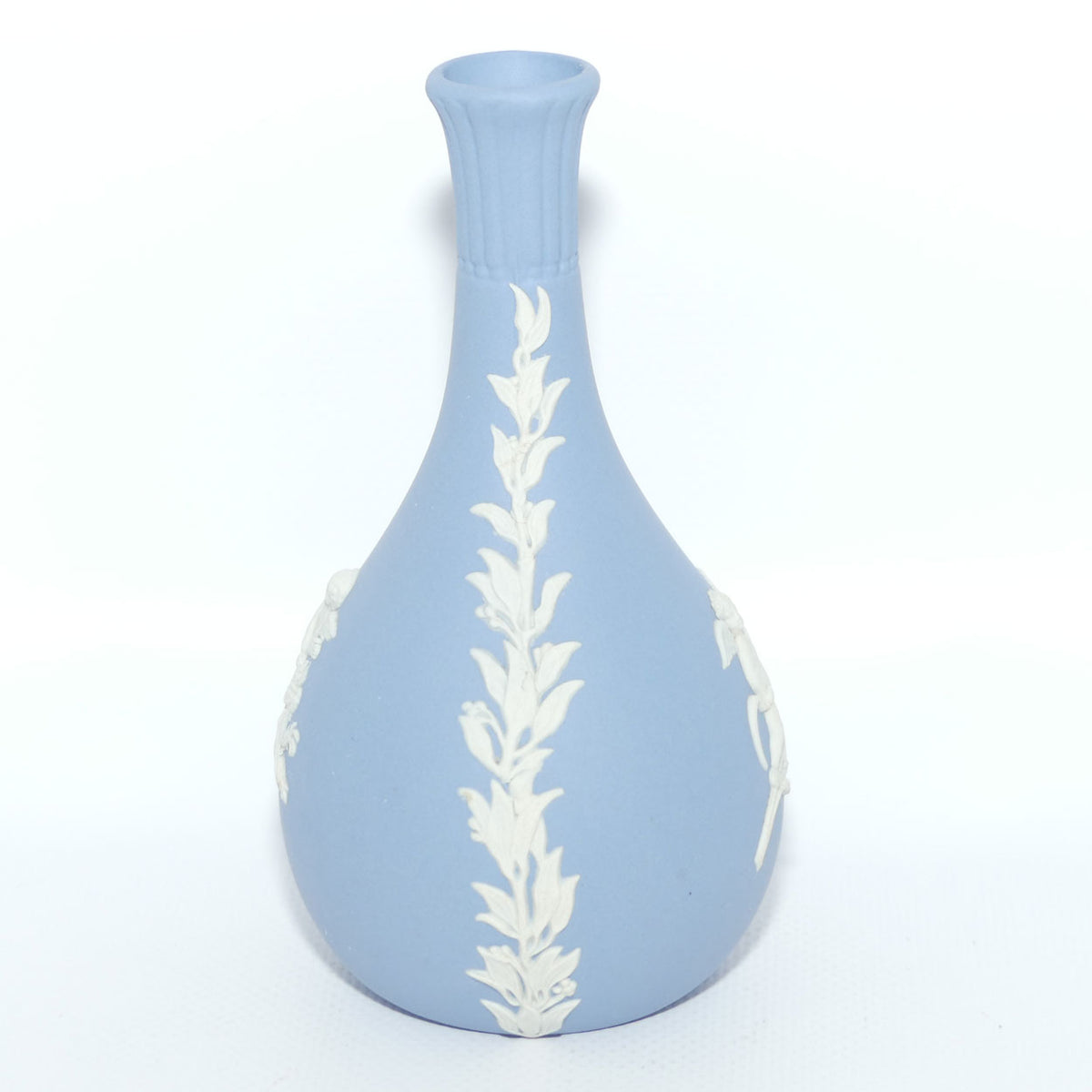 Wedgwood Jasper | White on Pale Blue | Narrow neck bud vase | Cupid design | #3