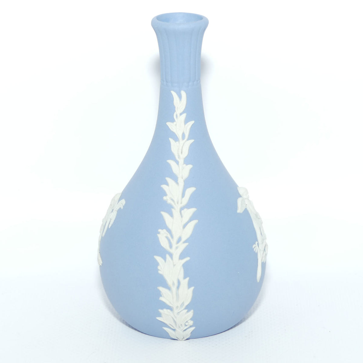 Wedgwood Jasper | White on Pale Blue | Narrow neck bud vase | Cupid design | #3