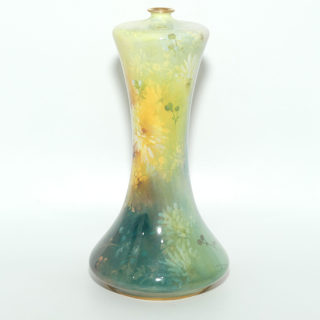 Doulton Burslem Luscian Ware hand painted & gilt floral vase (Curnock)