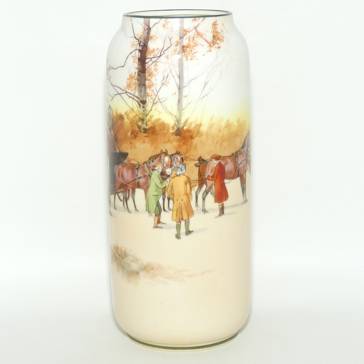 Royal Doulton Coaching Days tall cylindrical vase | Shape 1301 | E3804