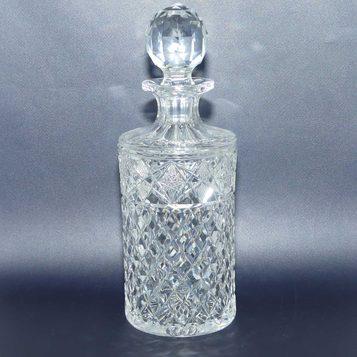 Webb Crystal finely cut cylindrical shape decanter