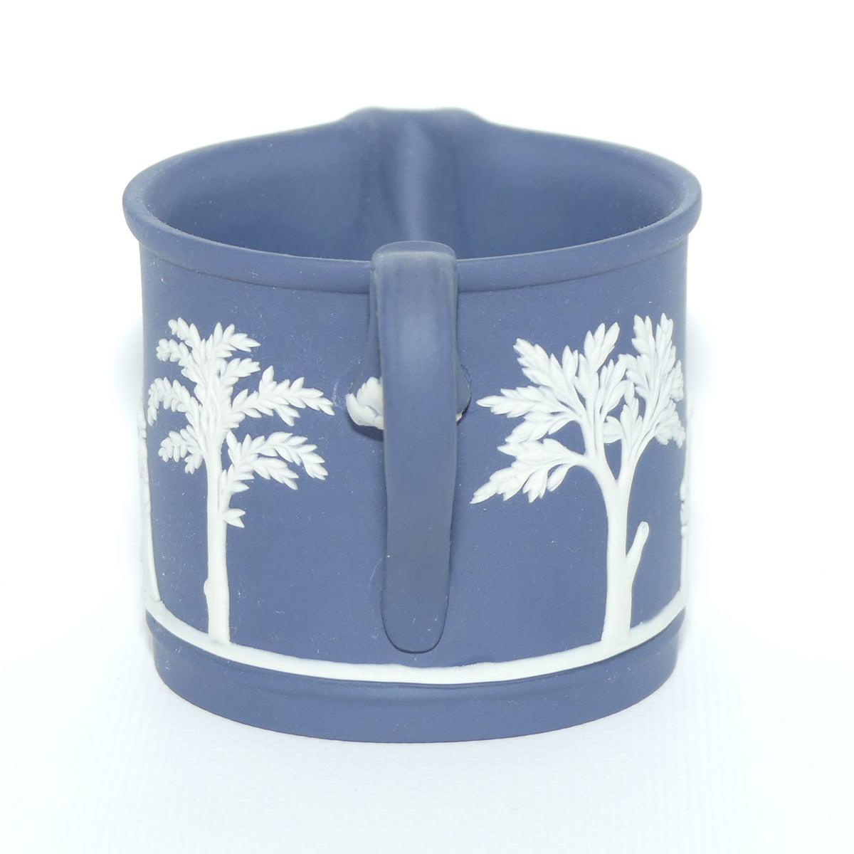 Wedgwood Jasper | White on Dark Blue milk jug and lidded sugar bowl | Cylindrical shape