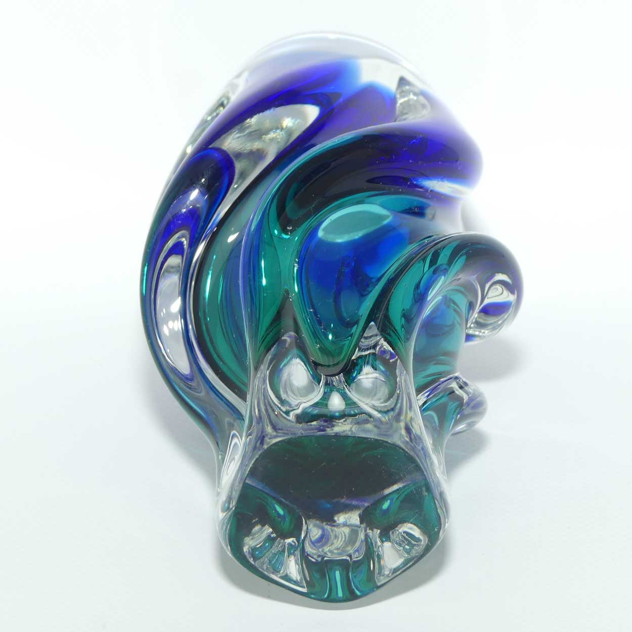 Czech Art Glass Vase | Blue and Green twist design and Great Shape