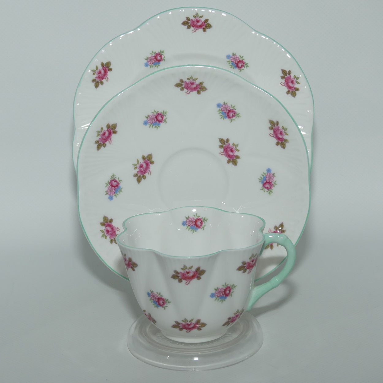 Shelley Dainty shape Rosebuds trio | Aqua trim