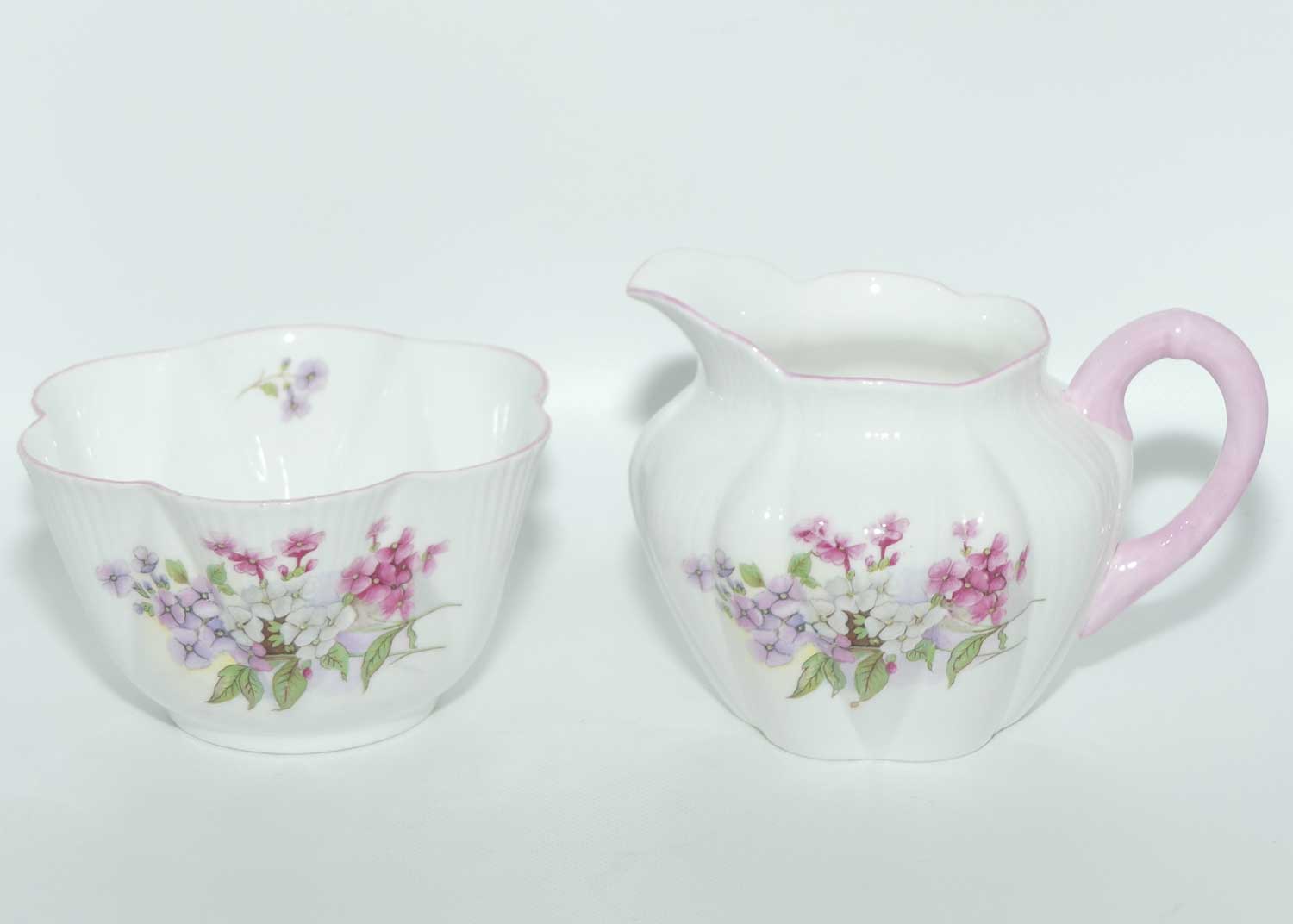Shelley Dainty shape Stocks milk jug and sugar bowl | #1 | Pattern 13428