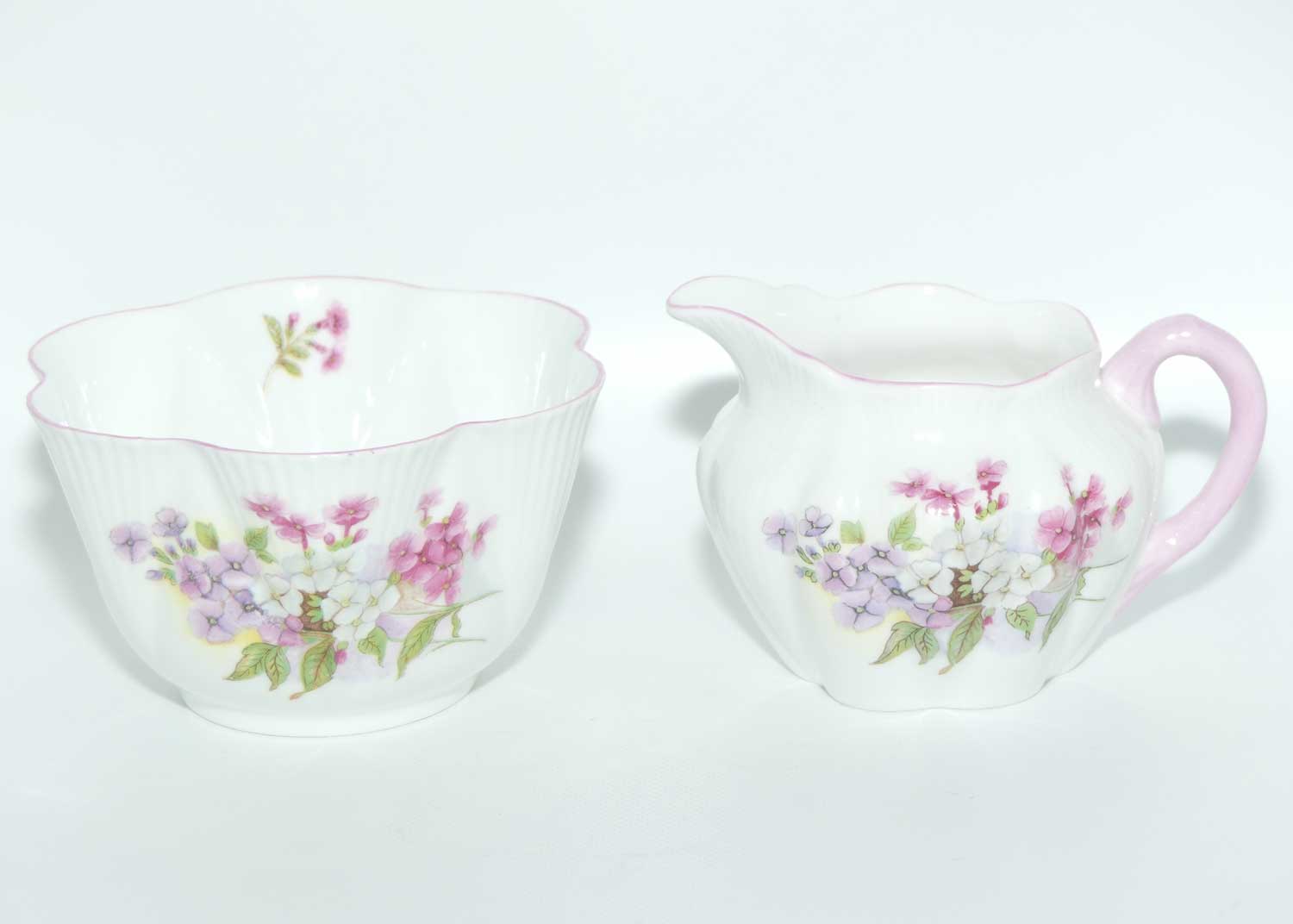 Shelley Dainty shape Stocks milk jug and sugar bowl | #2 | Pattern 13428