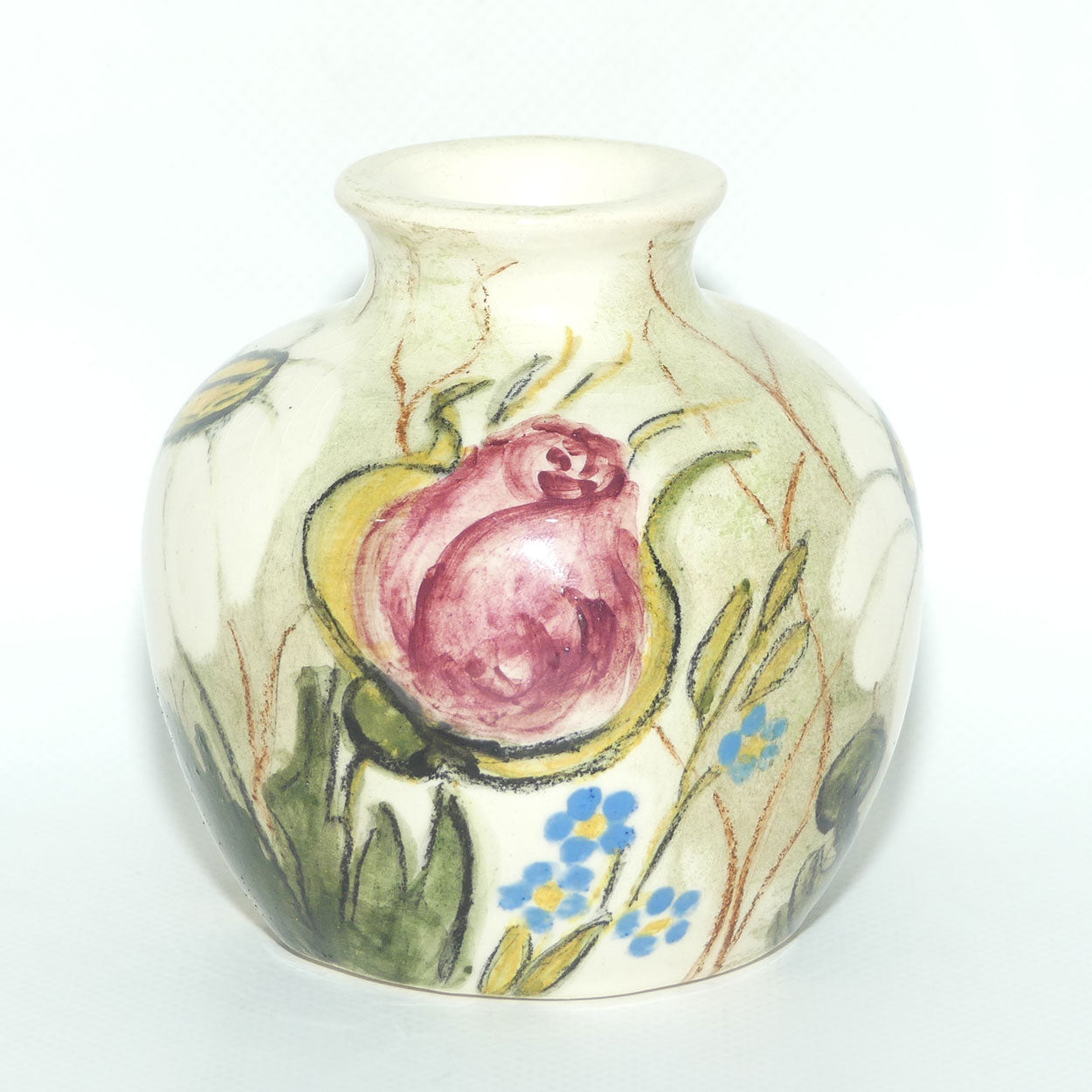 Australian Pottery | Daisyware Pottery ball vase | Small | Roses and Daisy Decor
