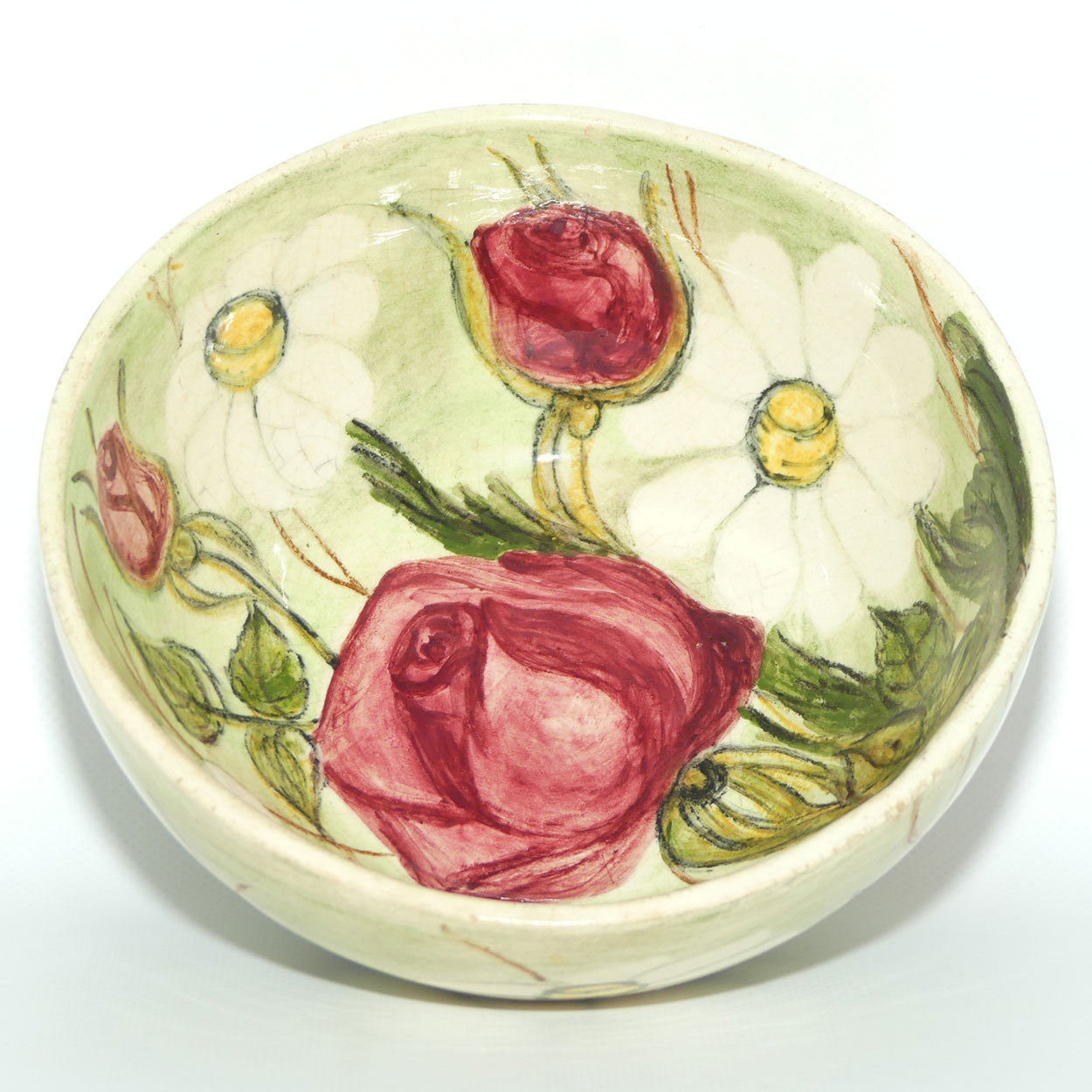 Australian Pottery | Daisyware Pottery bowl | 17cm diam | Roses and Daisy Decor