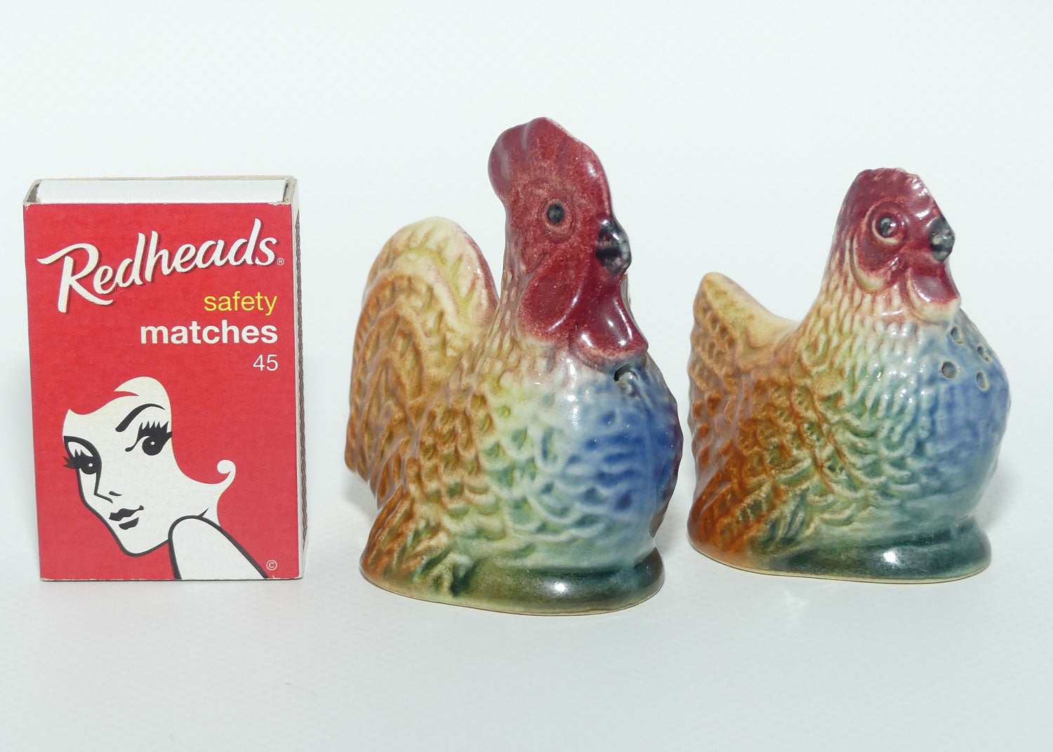 Darbyshire Pottery Aust | attrib | Rooster and Chicken Novelty Salt and Pepper