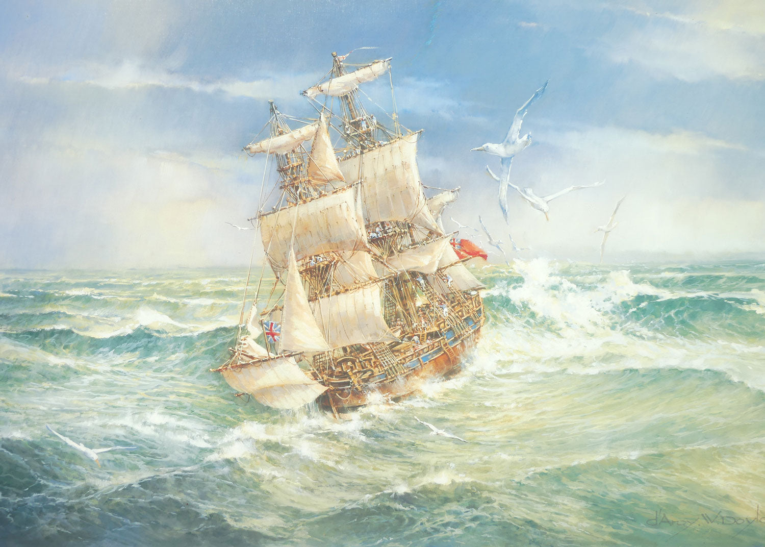 Darcy W Doyle framed print | HMS Endeavour | Artist Signed Artist Proof