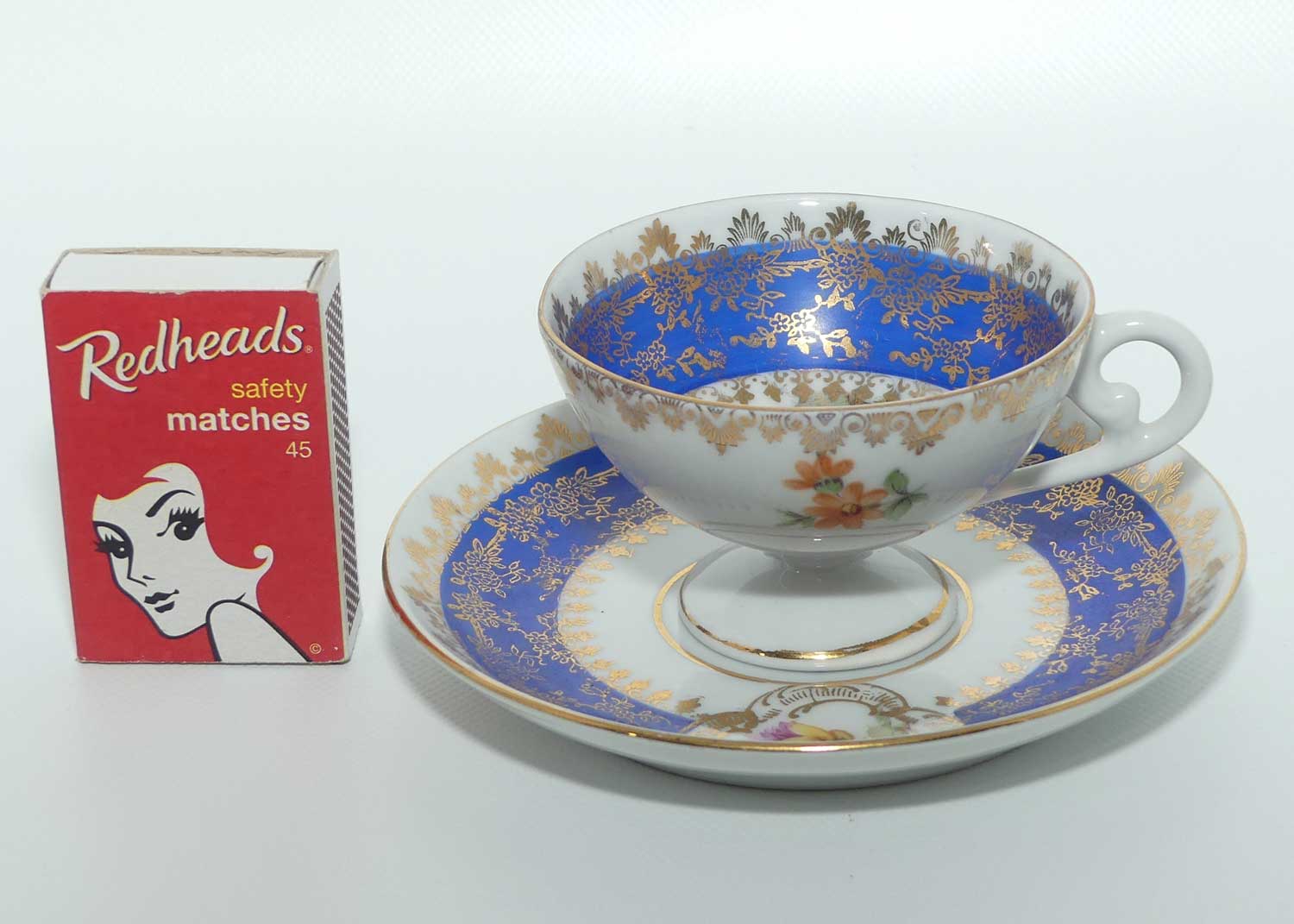 Oscar Schlegelmilch Germany demi tasse cup and saucer | Dark Blue