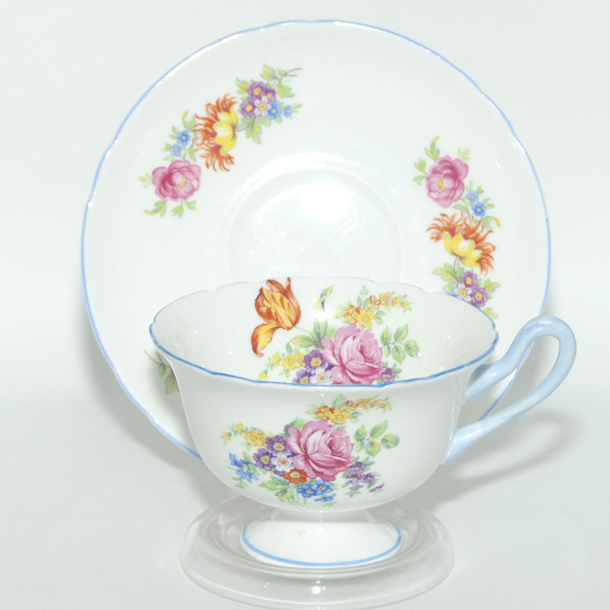 Shelley Gainsborough shape Butcher's Crocus and Rose Spray pattern duo