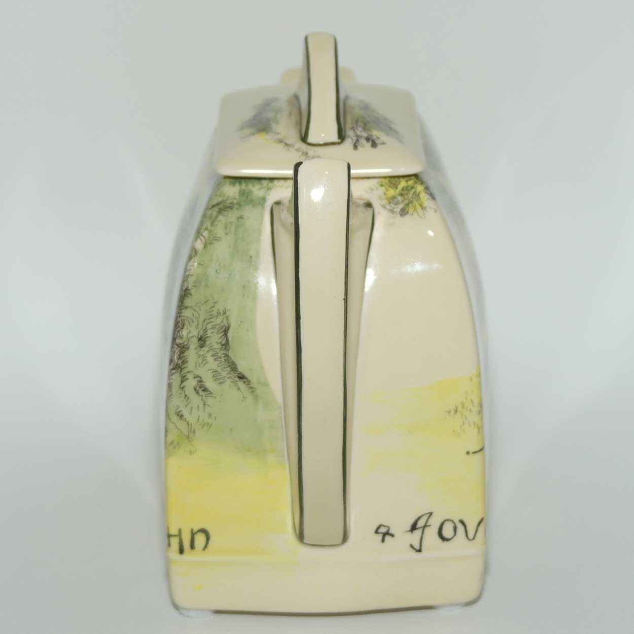 Royal Doulton Under the Greenwood Tree | Robin Hood Art Deco shape tea pot | Robin Hood Little John & Jovial Friar Tuck