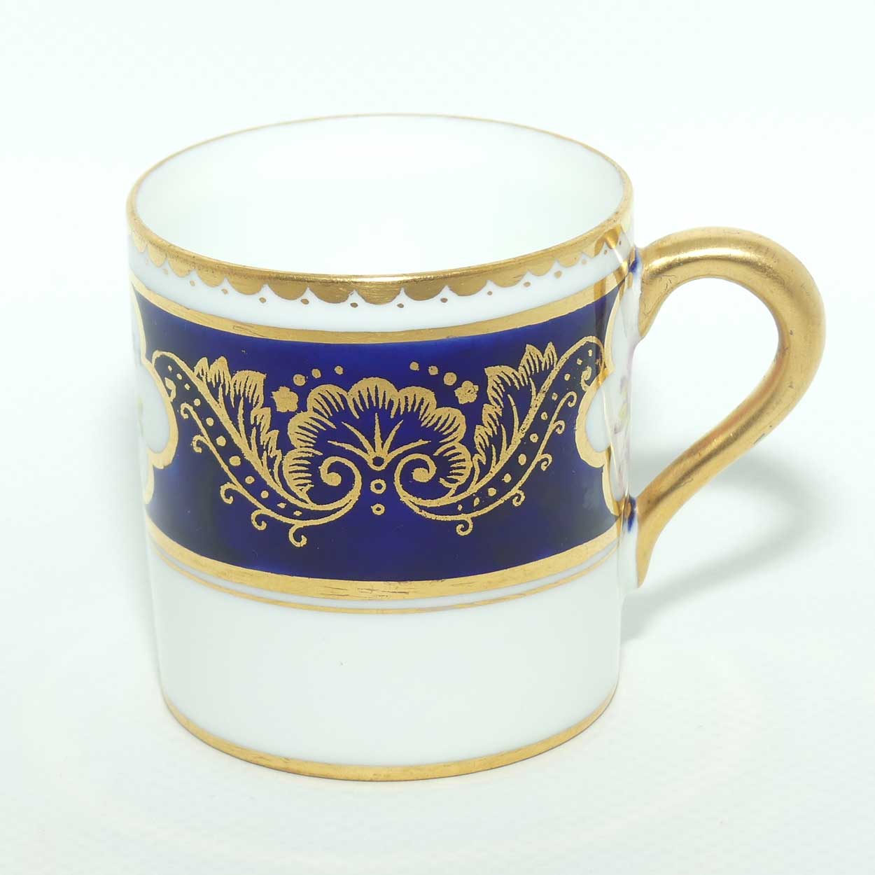 Paragon Royal Blue and Gilt border demi tasse duo | Floral Spray