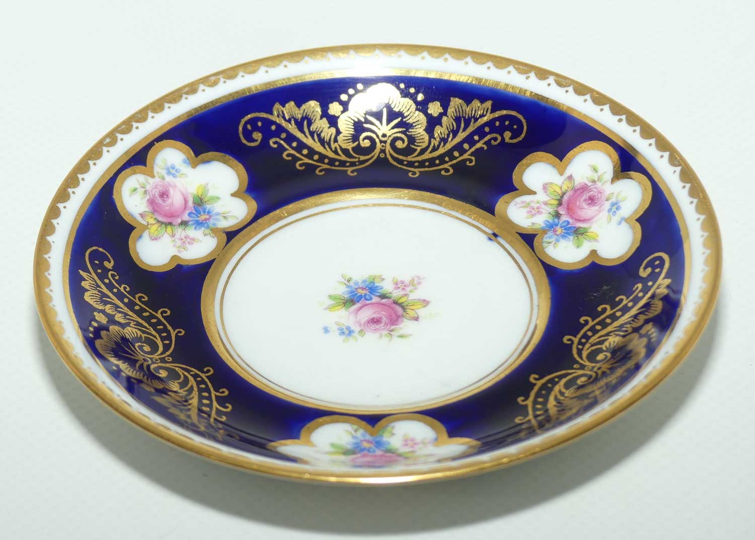 Paragon Royal Blue and Gilt border demi tasse duo | Floral Spray