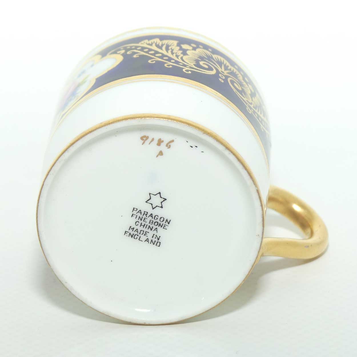 Paragon Royal Blue and Gilt border demi tasse duo | Floral Spray
