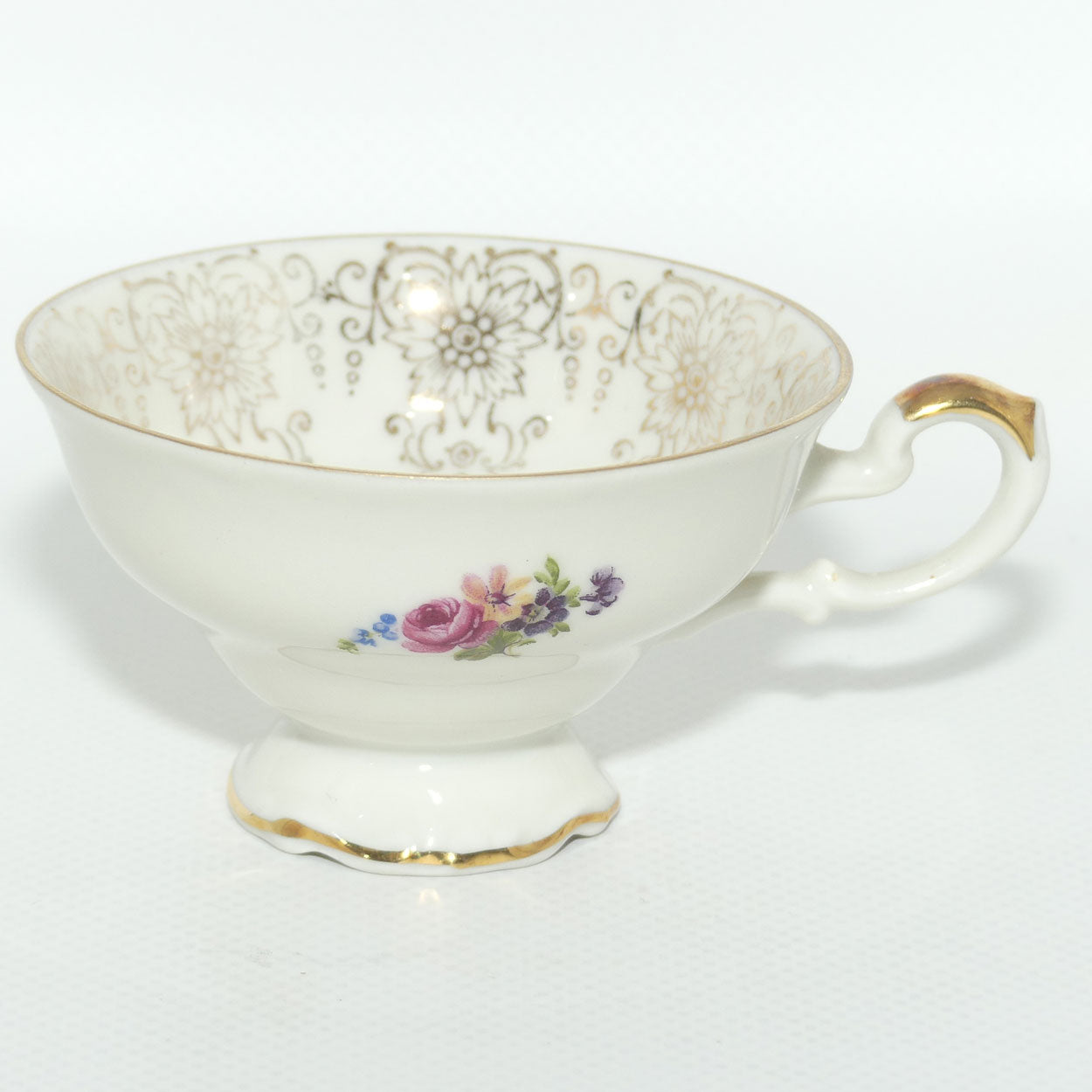 Alka Bavaria demi tasse duo | Pink Flower and figured rim