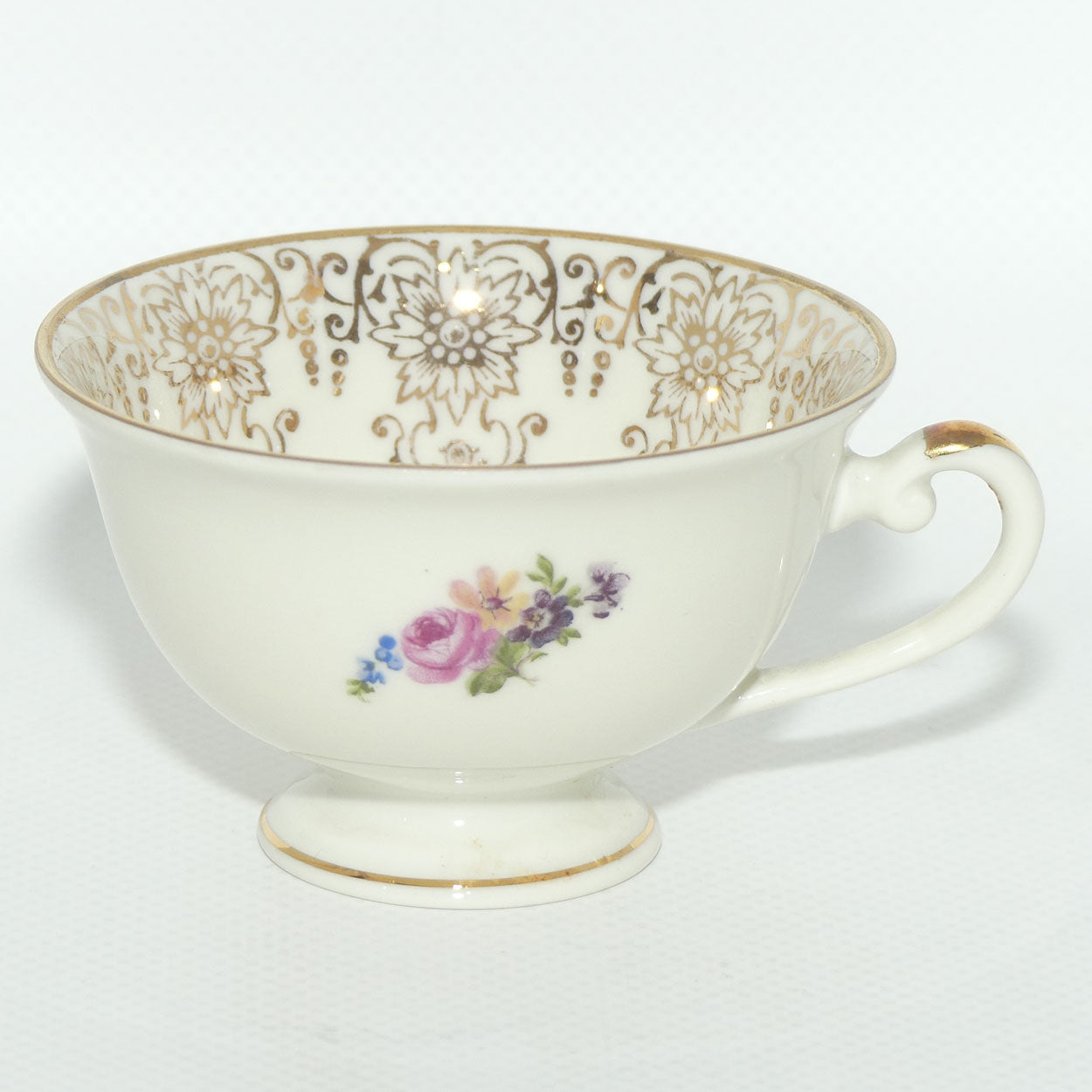 Alka Bavaria demi tasse duo | Purple Flower and gilt rim