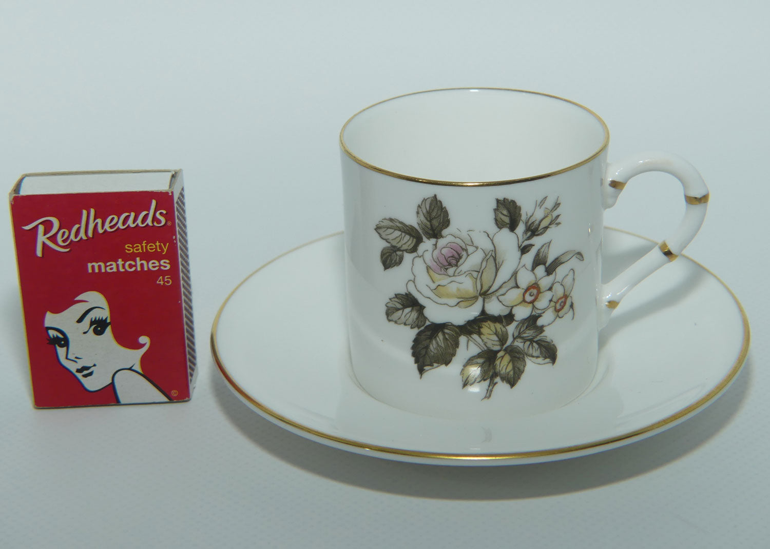 Royal Worcester Rose demi tasse coffee duo