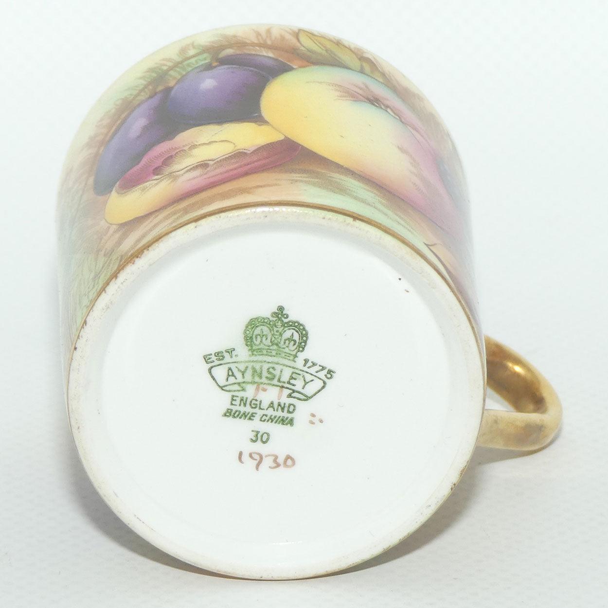 Aynsley Fruit Orchard Gold demi tasse coffee can #1 | D Jones & N Brunt