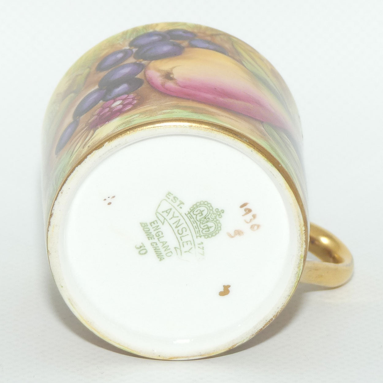 Aynsley Fruit Orchard Gold demi tasse coffee can | #3 | D Jones