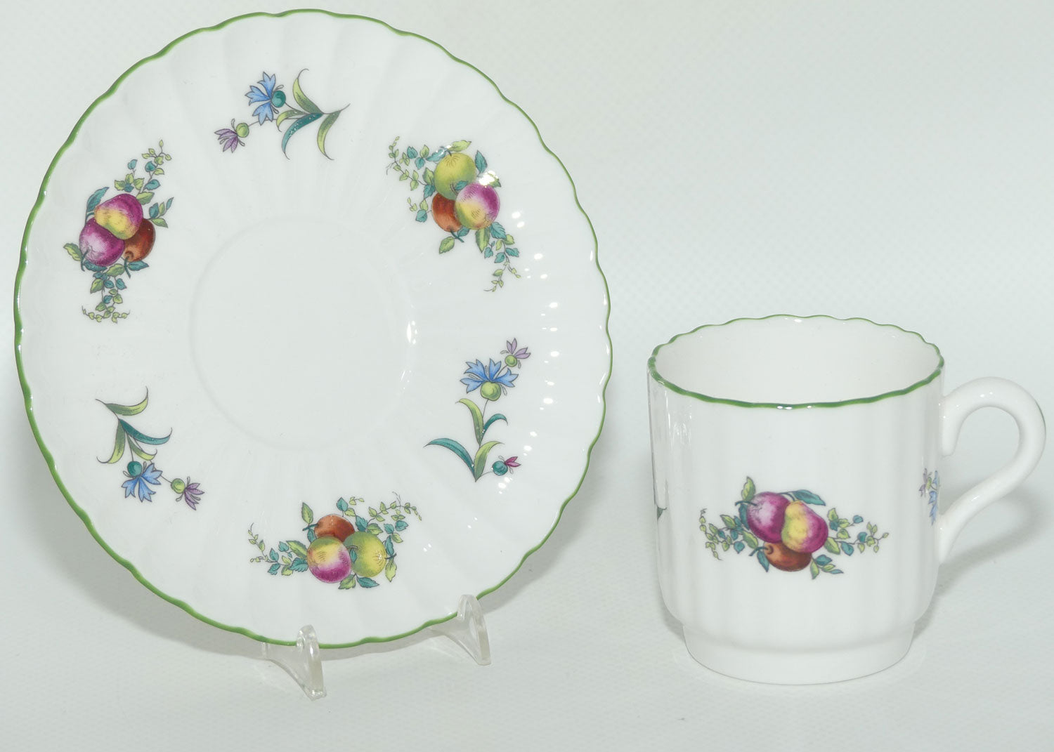 Spode Fruit and Floral motif demi tasse cup and saucer