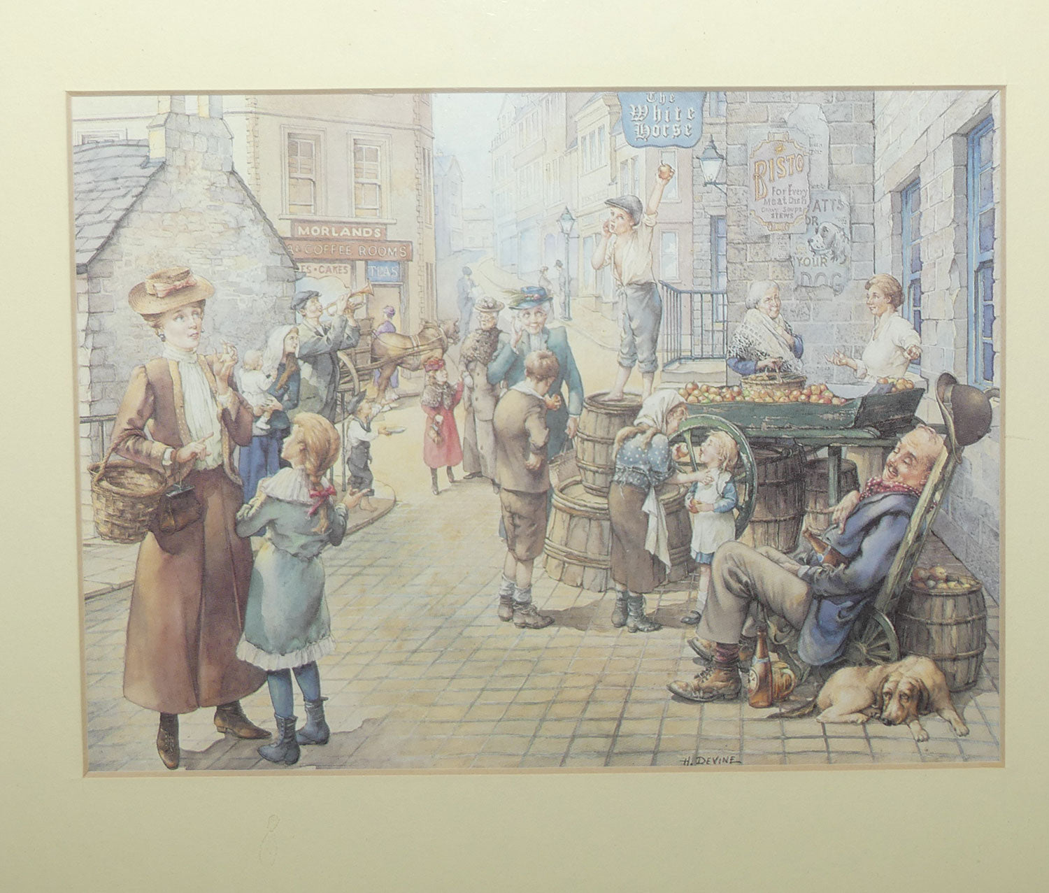 Framed Print in Faux Walnut frame | Dickensian London by H Devine | #1