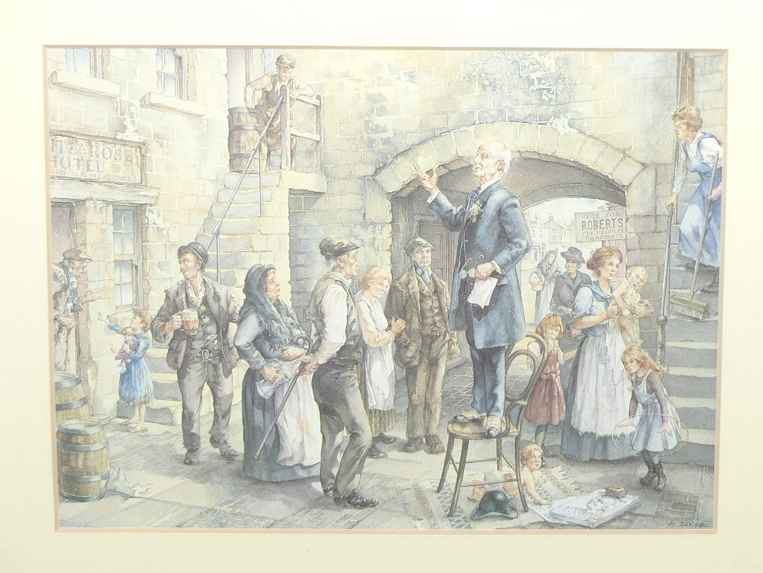 Framed Print in Faux Walnut frame | Dickensian London by H Devine | #2