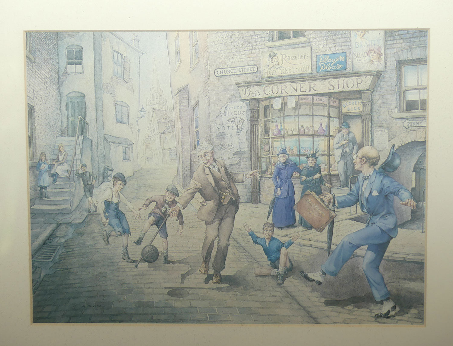 Framed Print in Faux Walnut frame | Dickensian London by H Devine | #4