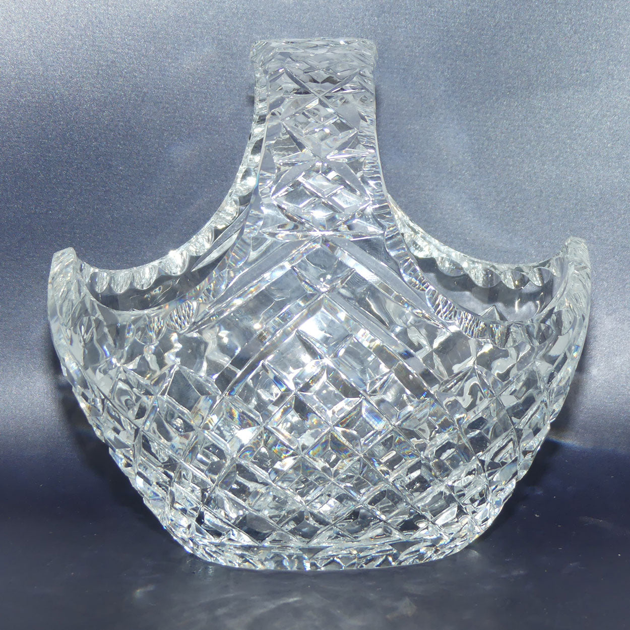 Traditional Diamond Cut Crystal basket | 17cm tall