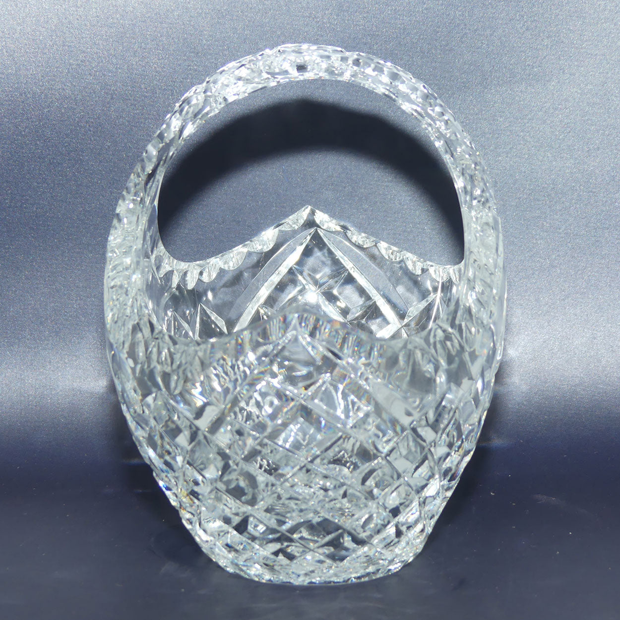 Traditional Diamond Cut Crystal basket | 17cm tall