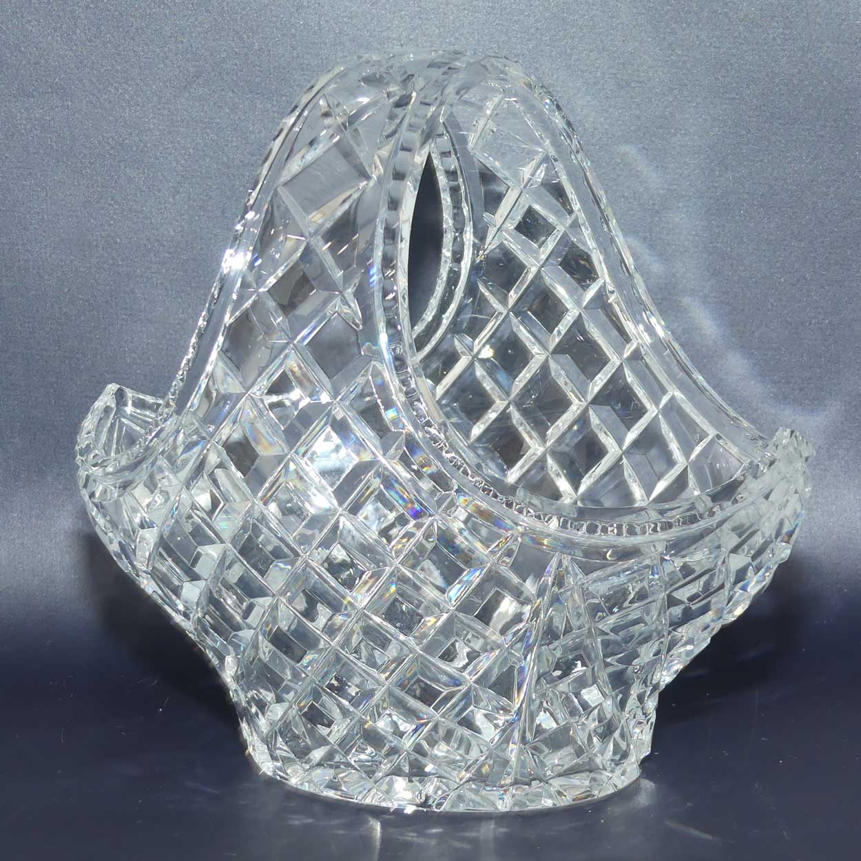 Traditional Diamond Cut Crystal basket with finely facetted rim