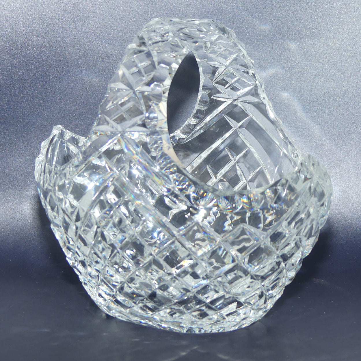 Traditional Diamond Cut Crystal basket | 17cm tall