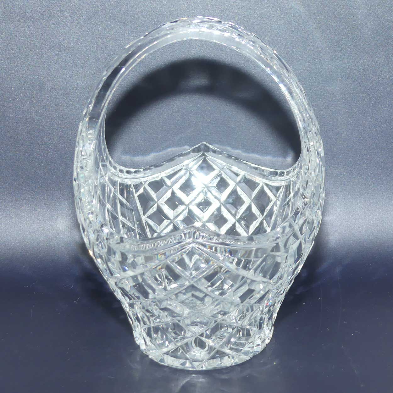 Traditional Diamond Cut Crystal basket with finely facetted rim