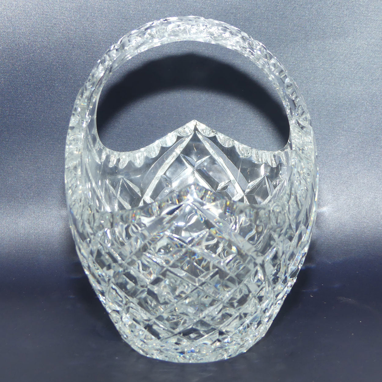 Traditional Diamond Cut Crystal basket | 17cm tall